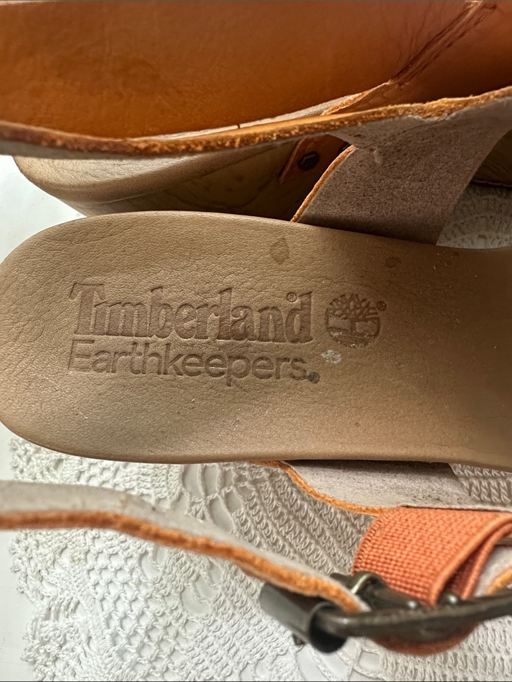 Timberland Orange Leather Slingback Wedge Sandals size 10 - Picture 3 of 10